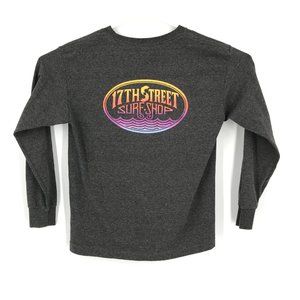 VINTAGE 17th Street Surf Shop Shirt Youth Boys Medium Gray Long Sleeve Pullover